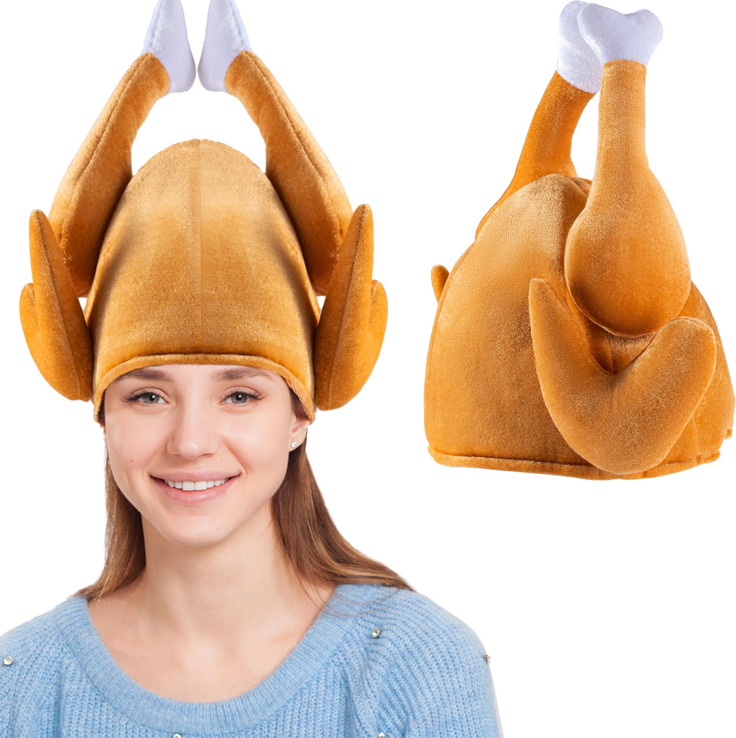 Spooktacular Creations Thanksgiving Roasted Turkey Hat, Plush Turkey Cap for Kids Women and Men Thanksgiving Party Cosplay Costume Dress Up Party
