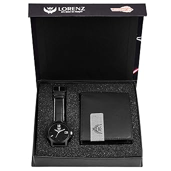 LORENZ Luxury Analogue Mens Watch(Black Dial Black Colored Strap)-CM-2060WL-18