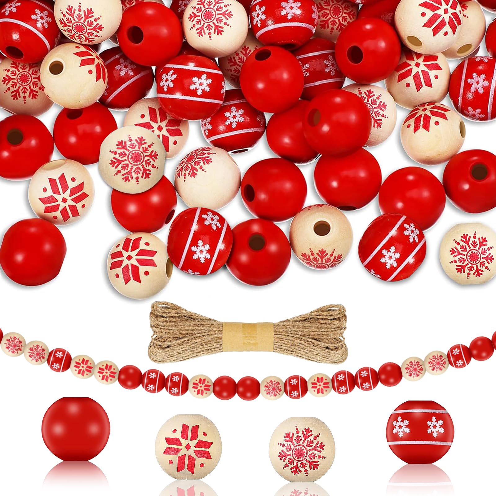 TOAOB 100 stuks Natuurlijke Houten Kralen Rode 16 mm Rond Losse Spacer Kralen voor doe-het-zelf Decoraties Sieraden Handwerk Maken