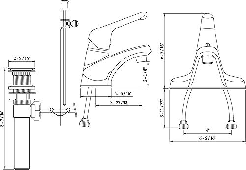 Miniatura 4 de Builders Shoppe 2040BN - Grifo de lavabo de un solo mango con drenaje emergente acabado de níquel cepillado