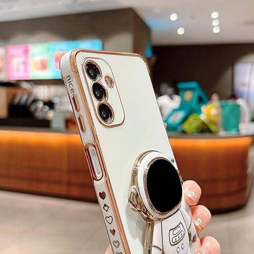 Miniatura 5 de phylla Funda de teléfono para Samsung Galaxy A13 0.18 oz 6.5 pulgadas, chapada en oro, lindo astronauta con protección de cámara, lindo corazón de
