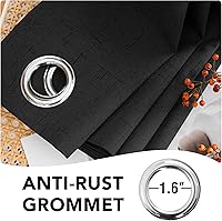 Vista 6 de H.VERSAILTEX Cortinas 100% opacas con aislamiento térmico, texturizadas, de lino, con bloqueo completo de calor y luz, para sala de estar y Negro