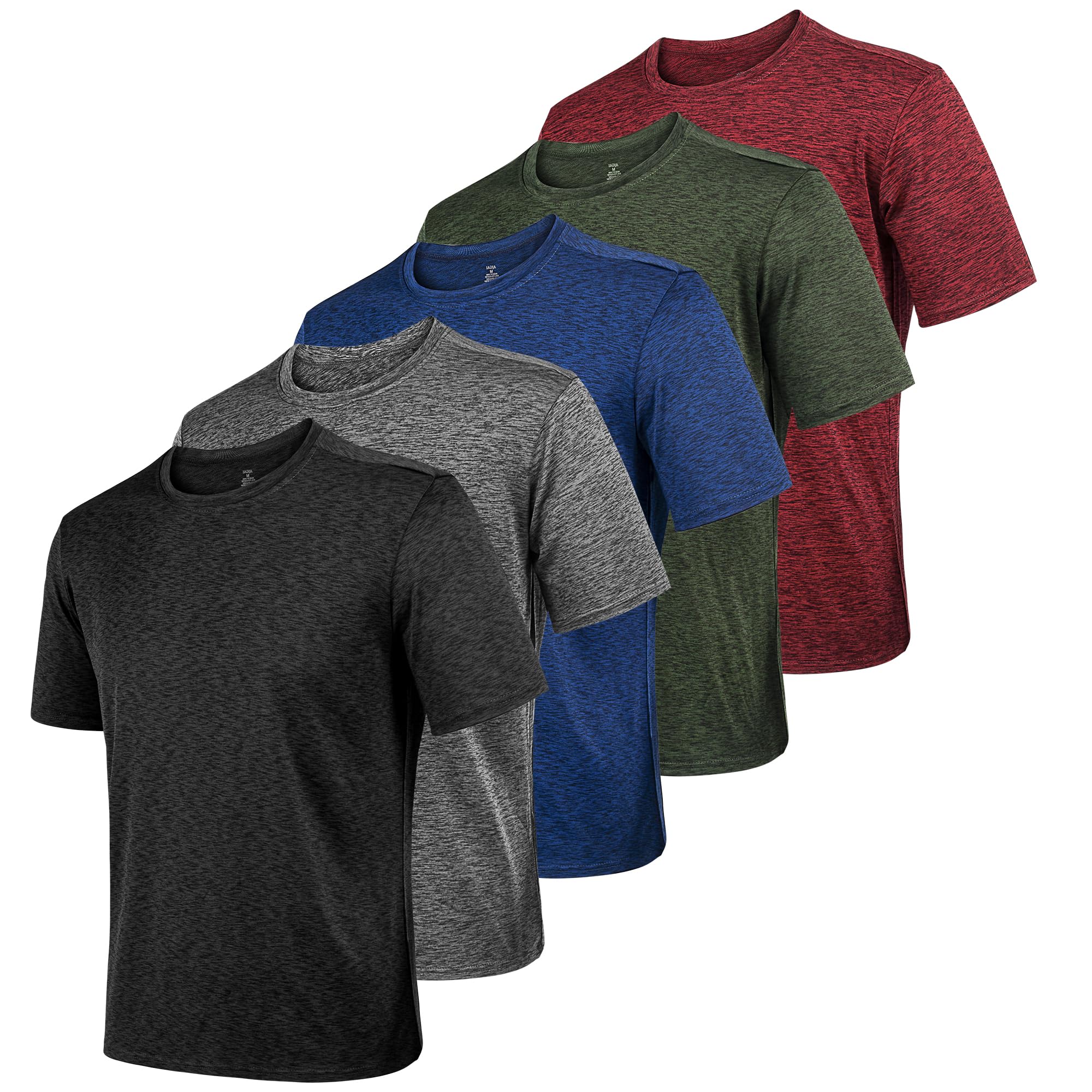 2&5 Pack Men's Sports T Shirts,Crew Neck Breathable Quick-Dry Short Sleeve, Lightweight Tee for Athletic Running
