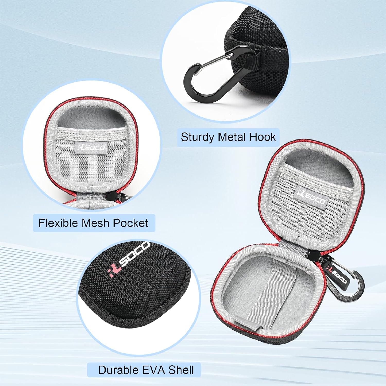 RLSOCO Hard Case for Beats Powerbeats Fit Wireless Noise-Cancelling Workout Earbuds (Black) - Image 4