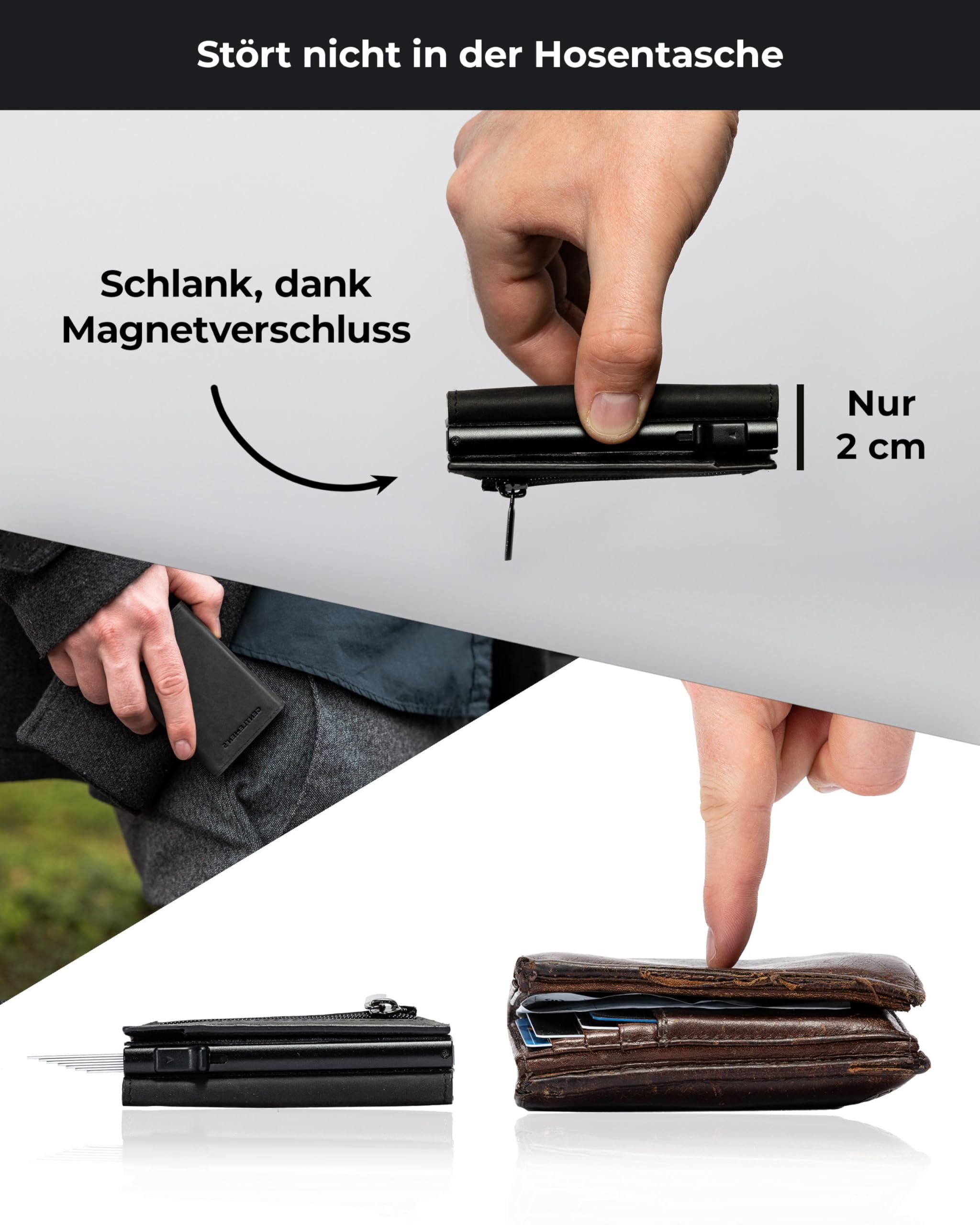 Gentlemen's® Cardholder - Kreditkartenetui mit Münzfach & RFID-Schutz - Geldbeutel für Herren - kleines Portemonnaie - - Smart Wallet für Karten & Münzen