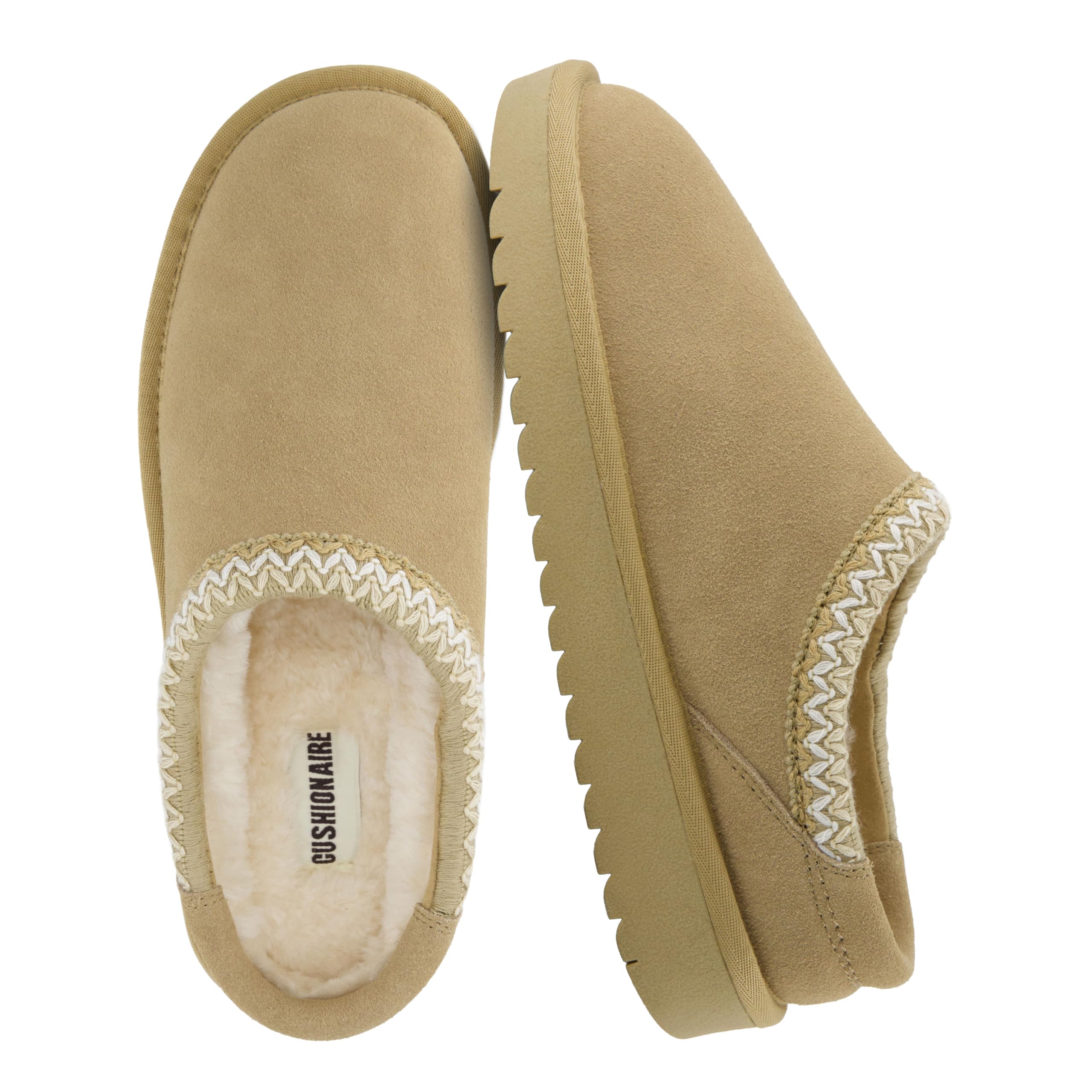 CUSHIONAIRE Keto Womens Slippers Slip-On Suede Mule Slipper - Cozy & Stylish,