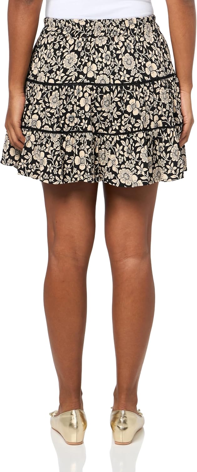 Angie Women's Angie Women's Printed Self Tie Ruffle Short Skirt