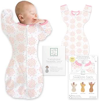 SwaddleDesigns Transitional Swaddle Sack, Arms Up Half-Length Sleeve Mitten Cuff