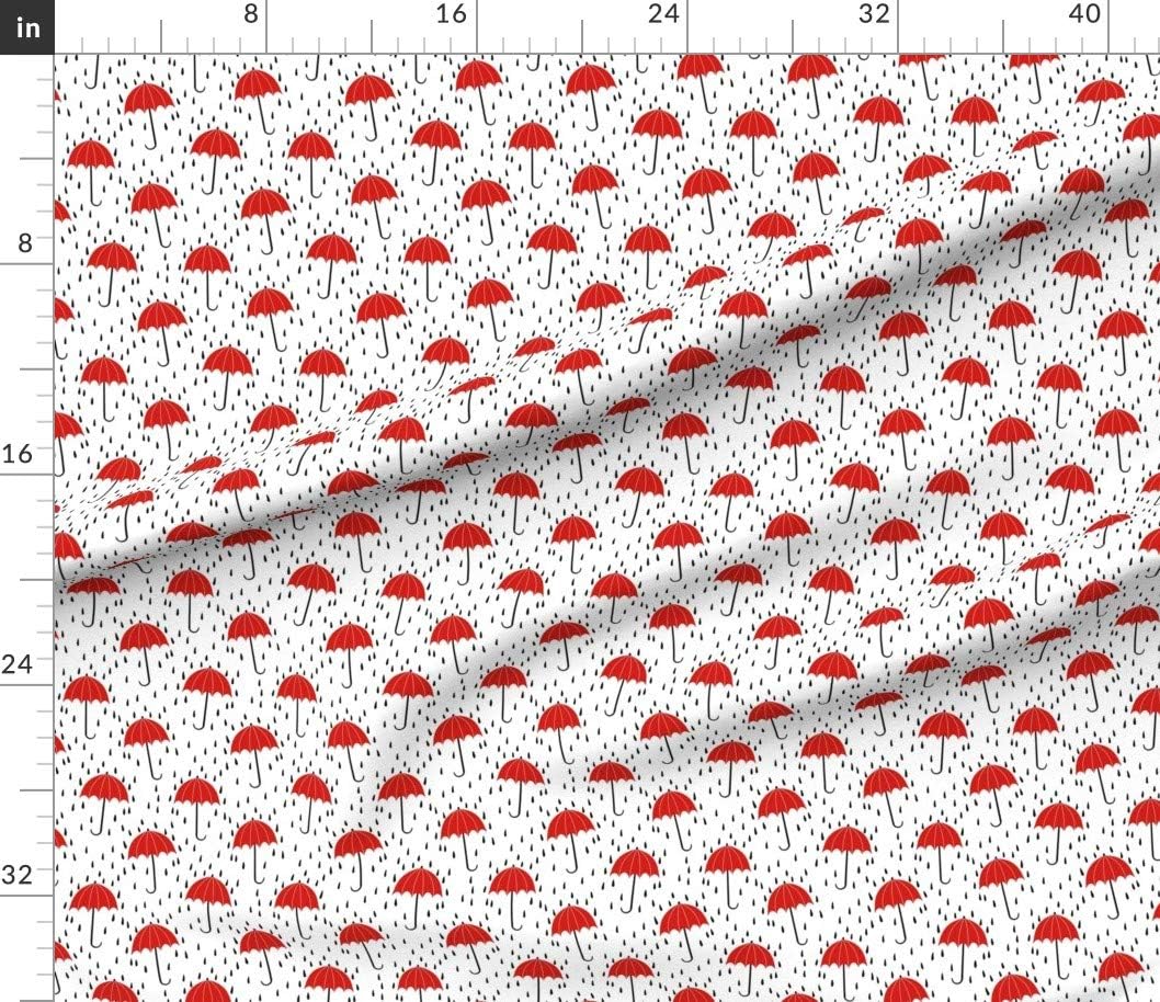 Spoonflower Fabric - Umbrella Umbrellas Red Rain Shower Cute Kids Spring Printed on Petal Signature Cotton Fabric by The Yard - Sewing Quilting Apparel Crafts Decor