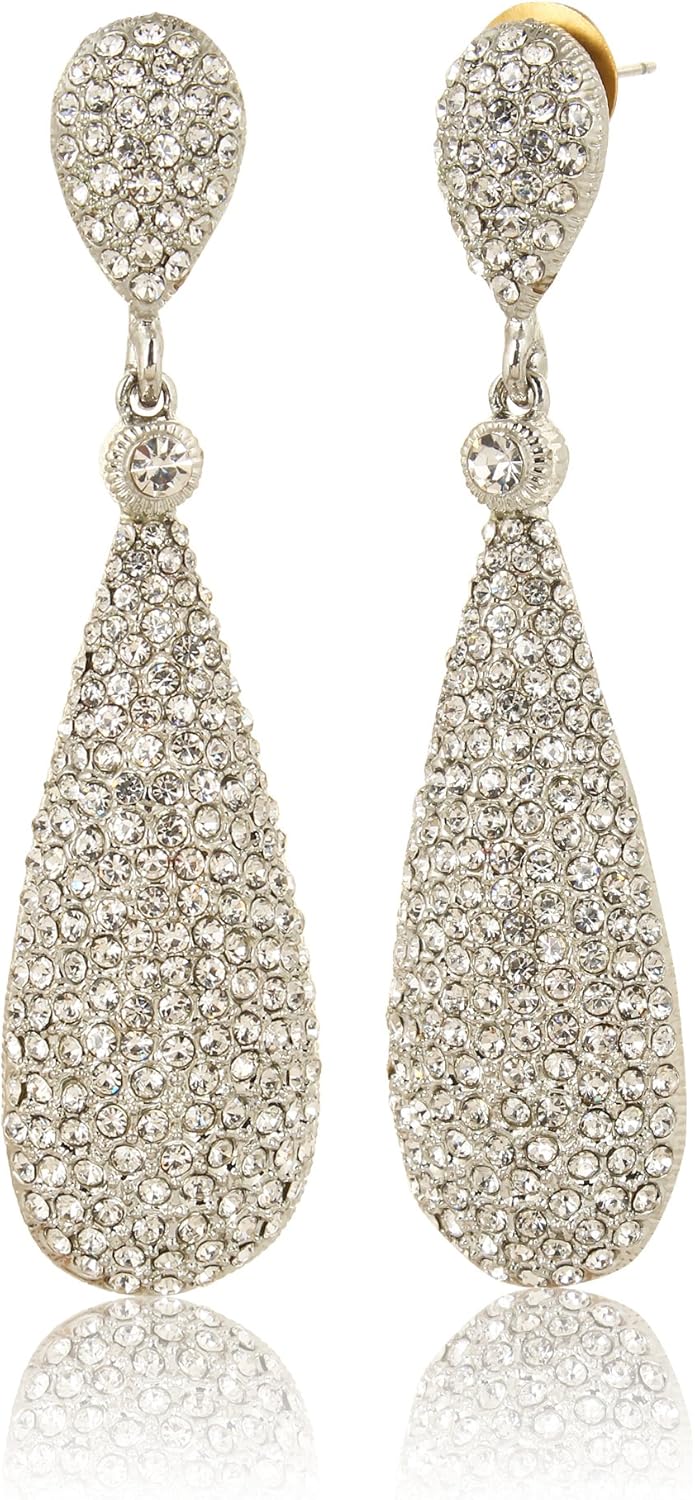 Moonstruck Costume Jewelry Women's Champagne Diamond Golden Dangle Drop Earrings - Image 2