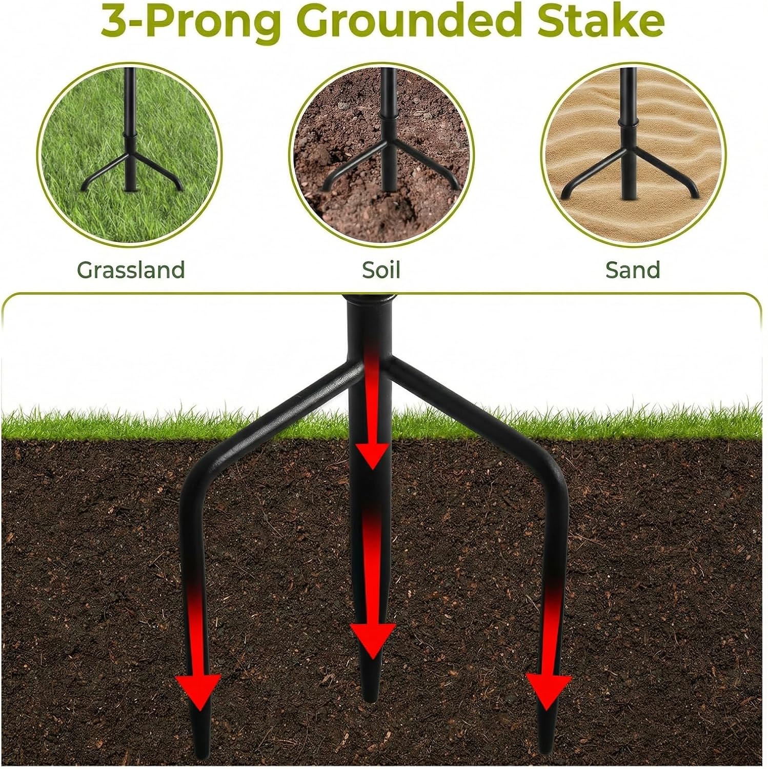 6-Pack Upgraded Home Garden Torch, Black Outdoor Metal Torch Garden Décor, 59-Inch Citronella Torches with 3-Prong Grounded Stake, Light Torches for Party Patio Pathway (More Stable)