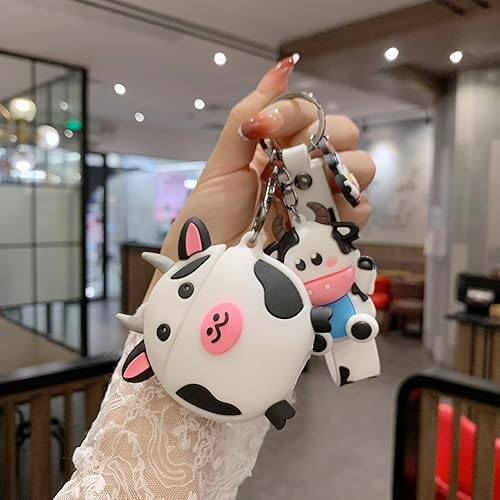 Miniatura 7 de Funda 3D de vaca lechera para Airpod 12, funda suave de dibujos animados 3D de ganado lechero para niños, niñas, adolescentes, niños, funda suave de