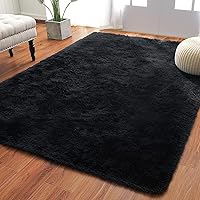 Vista 60 de Alfombras Softlife para dormitorio de 4x5.3 pies, alfombra de área púrpura para sala de estar, alfombras peludas súper suaves para dormitorio
