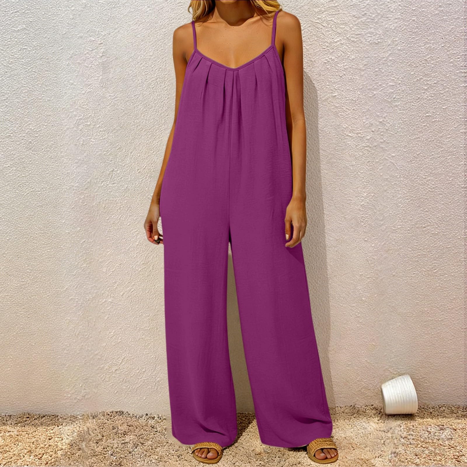 Tuta estiva da donna, senza maniche, elegante, con schiena scoperta