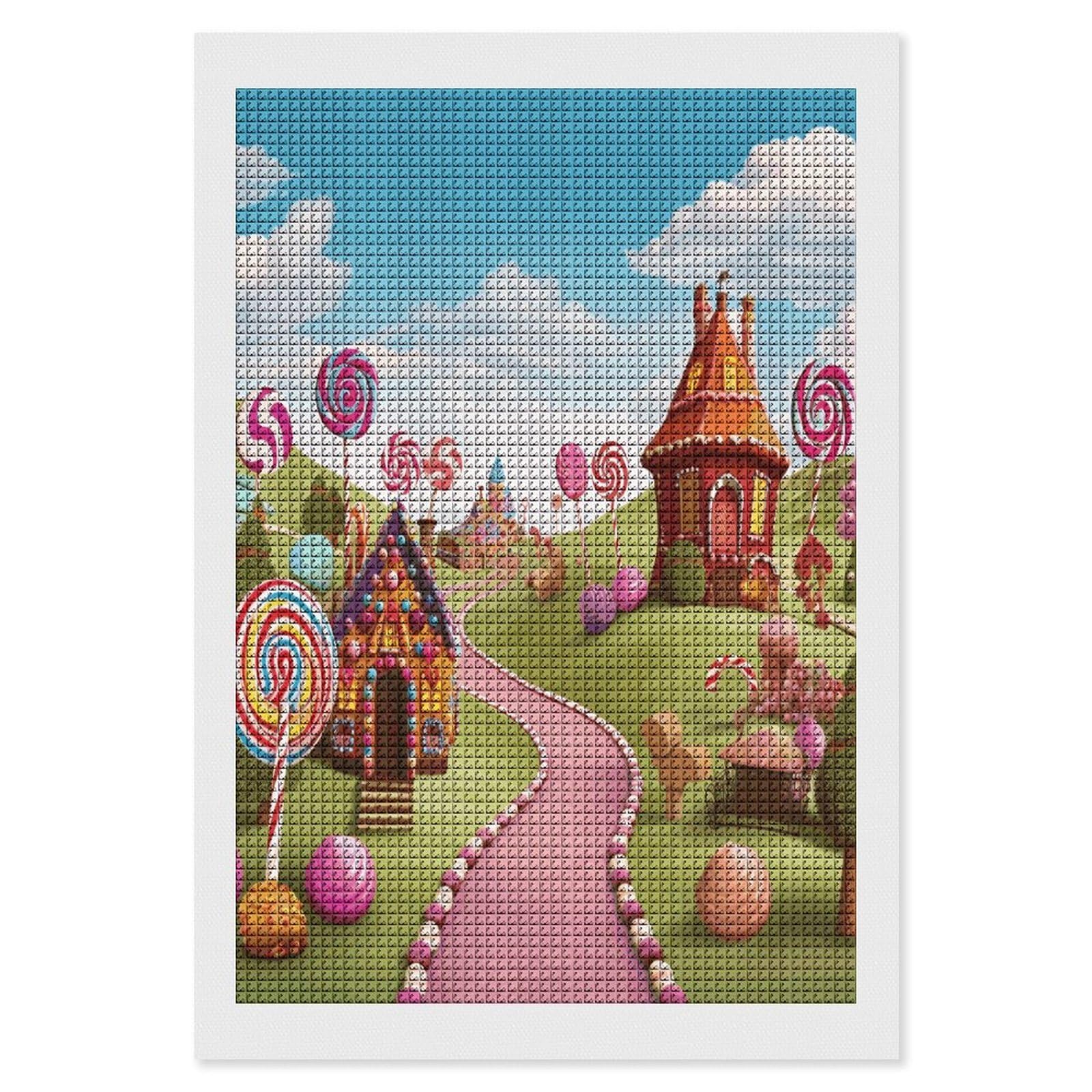 FodPand Candy Diamond Painting Kit for Beginner Fun 5D DIY Crafts for Adults Diamond Art Kits Square Diamond Art Canvas Painting Gem Art Crafts for Home Wall Decor 8"x12"