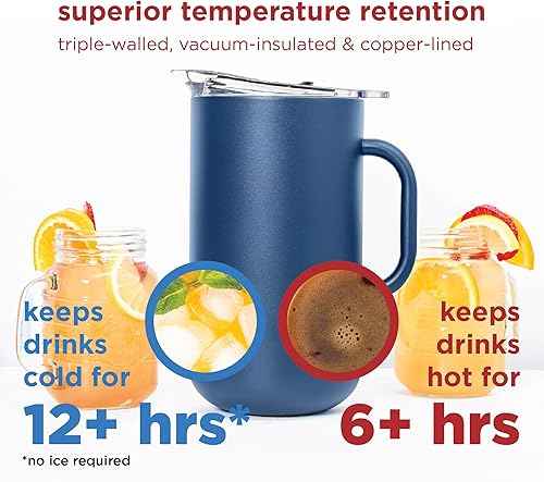 Miniatura 4 de Served Jarra aislada de alta calidad (2L66 onzas), jarra de acero inoxidable de doble pared forrada de cobre con tapa, jarra aislada al vacío para