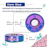 Vista 4 de TG11 Skateboard Bearings, Highly-Precise Bearings for Skateboards,Cruisers,Longboards, Pack of 8