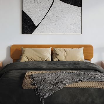 AFI, Florence Adjustable Modern Round Queen Solid Wood Headboard, Light Toffee