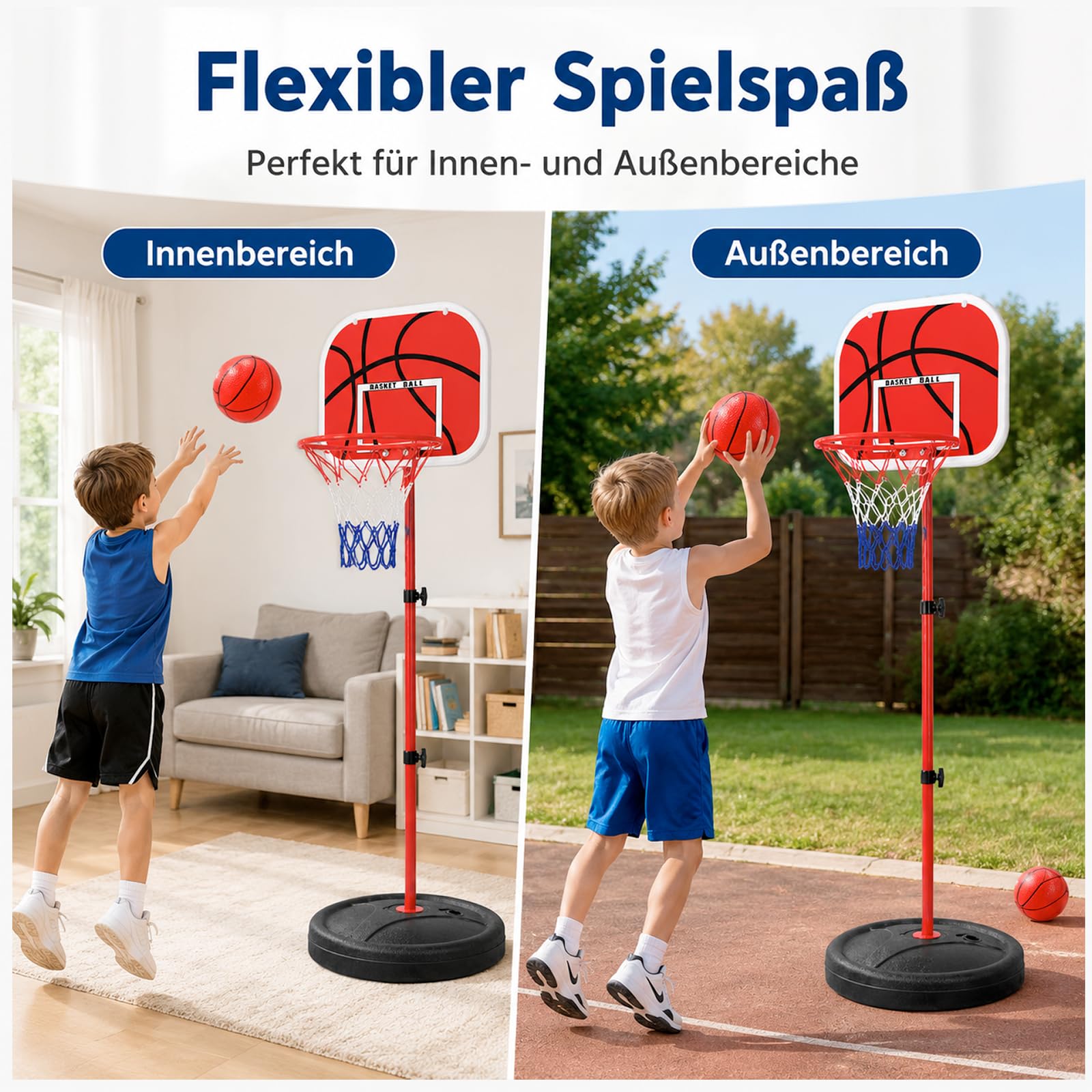 Basketballkorb Kinder, 50-150cm Indoor Basketballkorb 3 Bällen Und Pumpe, Kinderspielzeug Geschenke Für Jungen Ab 3 Jahren