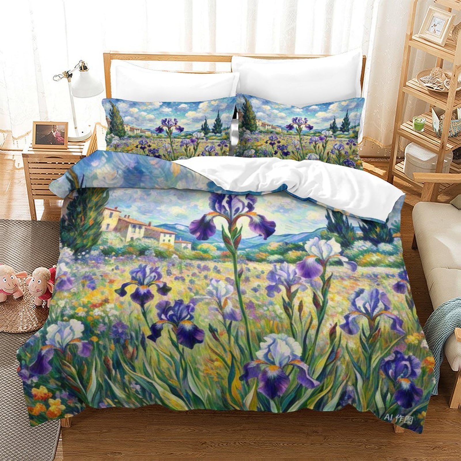 Housse de couette iris 3D au motif imprimé en haute définition et microfibre de qualité