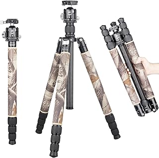 INNOREL RT85CM Carbon Fiber Tripod 184cm Professional 2-in-1 Travel Tripod & Ballhead Kit Monopod Max Load 25kg Max Tube 32mm Heavy Duty Camera Support with Center Column N44 Ball Head(RT85CM+N44)