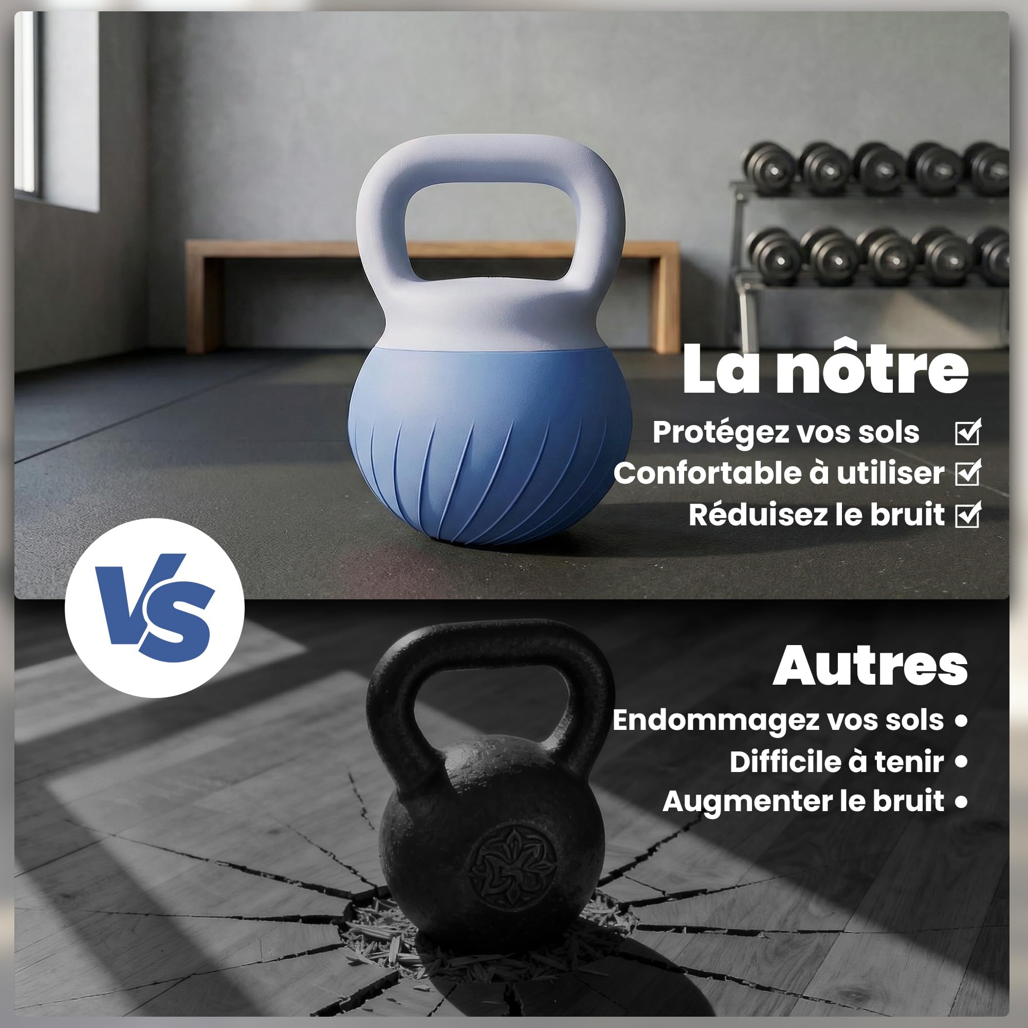 SPORTNOW Kettlebell 8 kg ergonomiczna antypoślizgowa rączka Niebieski | Hantel na siłownię, kulturystykę i trening