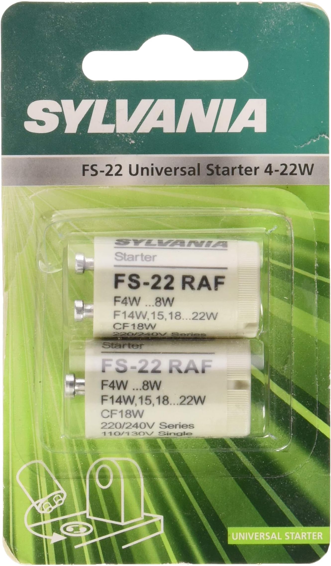 Sylvania SYL0024426 Set of 2 Starters FS 22 Aluminium 4-22W White