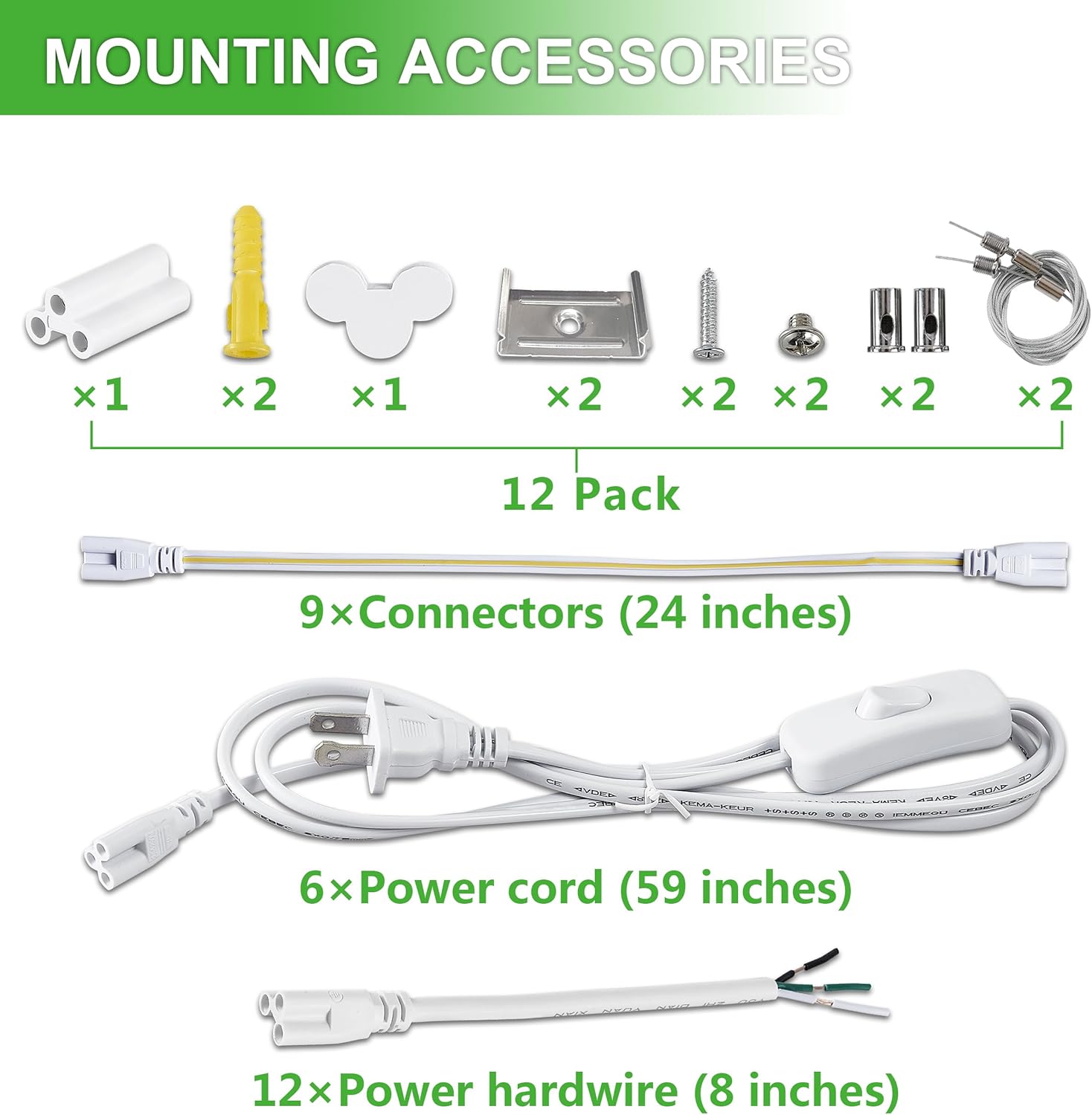 12Pack 8FT LED Shop Light Garage Lights,100W 6000K 15000LM White Light,Hanging/Surface Mount,Plug and Play,Super Bright T8 Tube Light,Linkable LED Shop Light for Warehouse Workshop Basement thumbnail