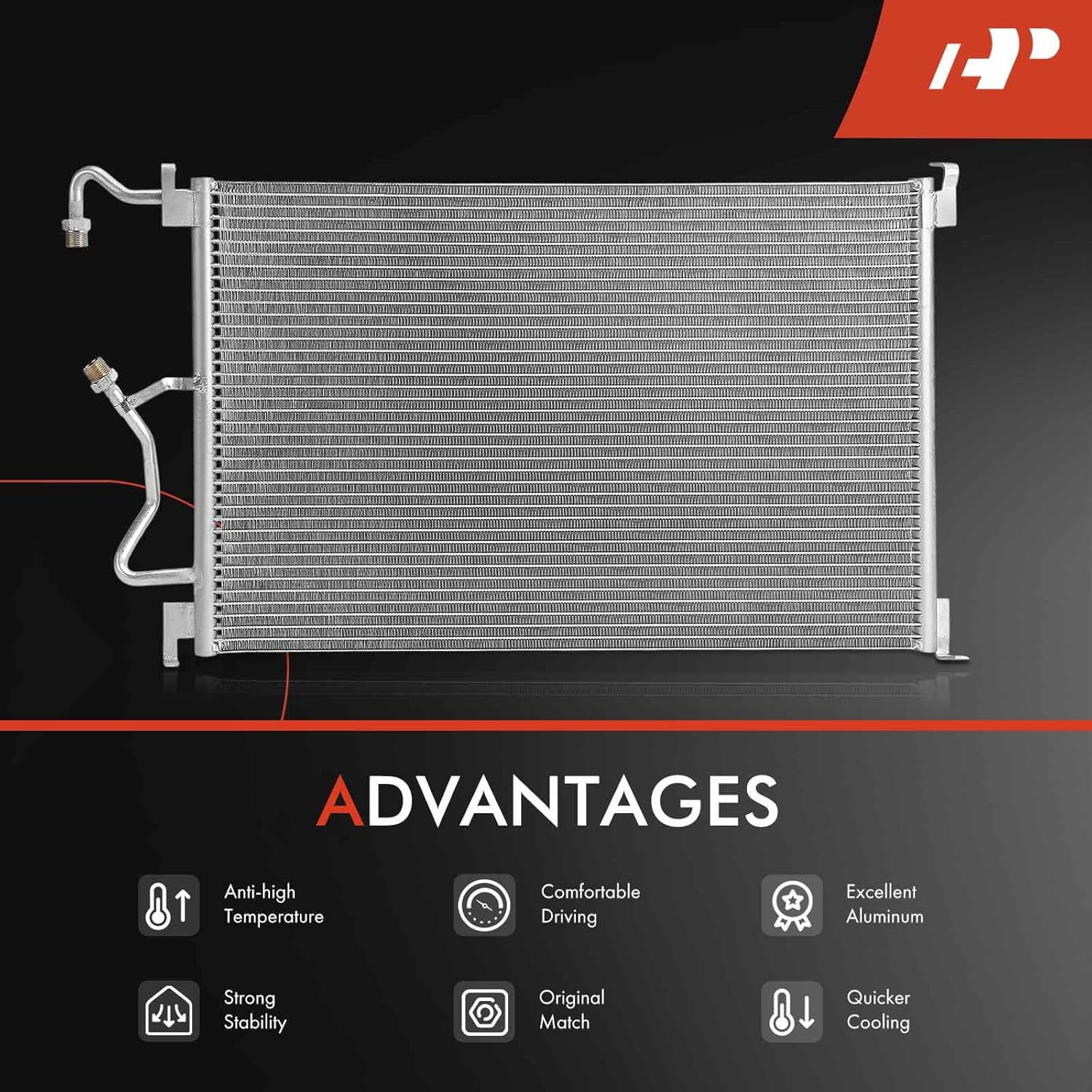 A-Premium Air Conditioning A/C Condenser Compatible with Chevrolet Beretta 1994-1996, Corsica 1994-1996 & Buick Skylark 1994-1998 & Oldsmobile Achieva 1994-1998 & Pontiac Grand Am 1994-1998