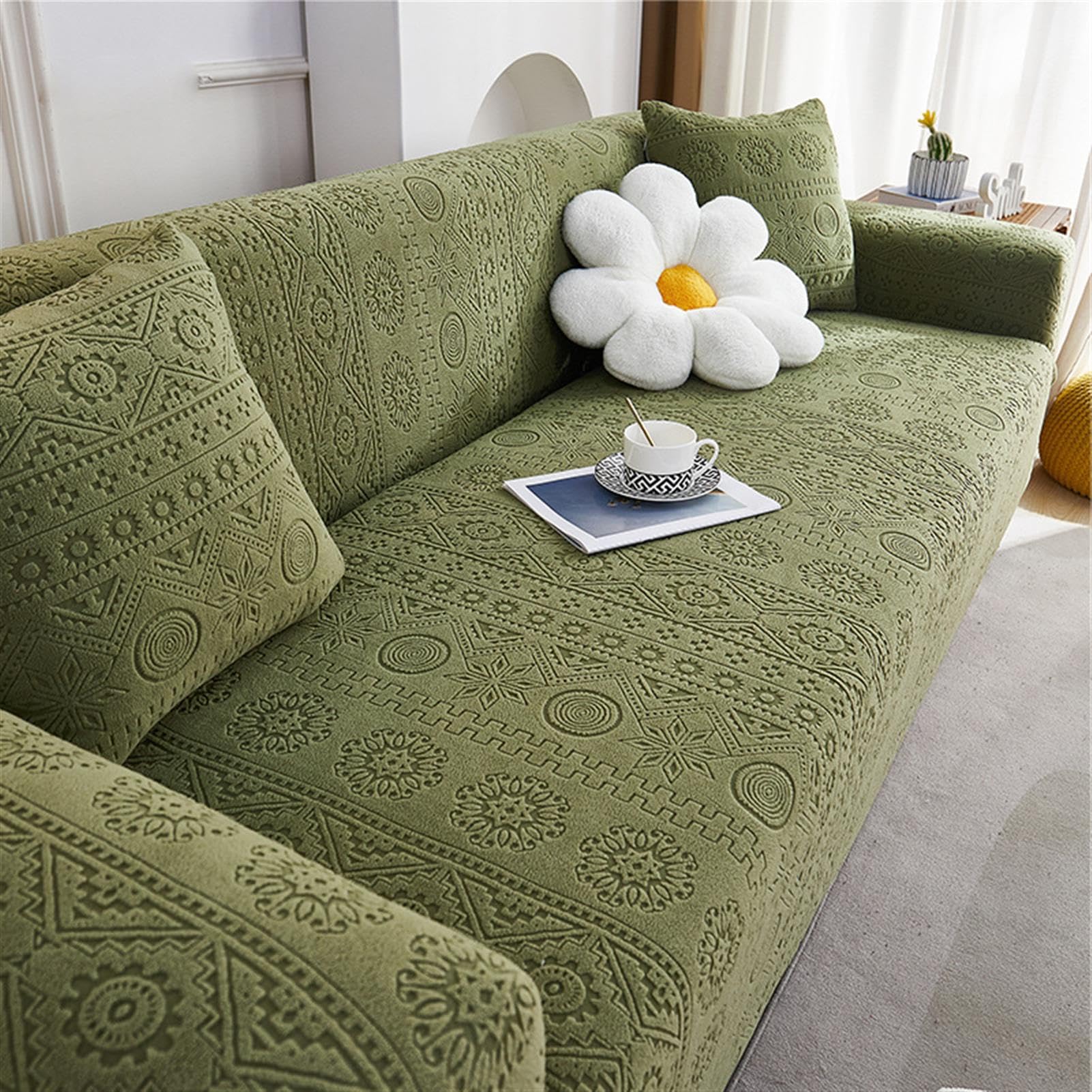 Custom Sofa Cover - Stretch Couch Cover - Furniture Protectors for Sofas and Chairs, I Will Customize a Sofa Cover That Fits You Better Based on the Dimensions You Upload,matcha green 2,3 Seater