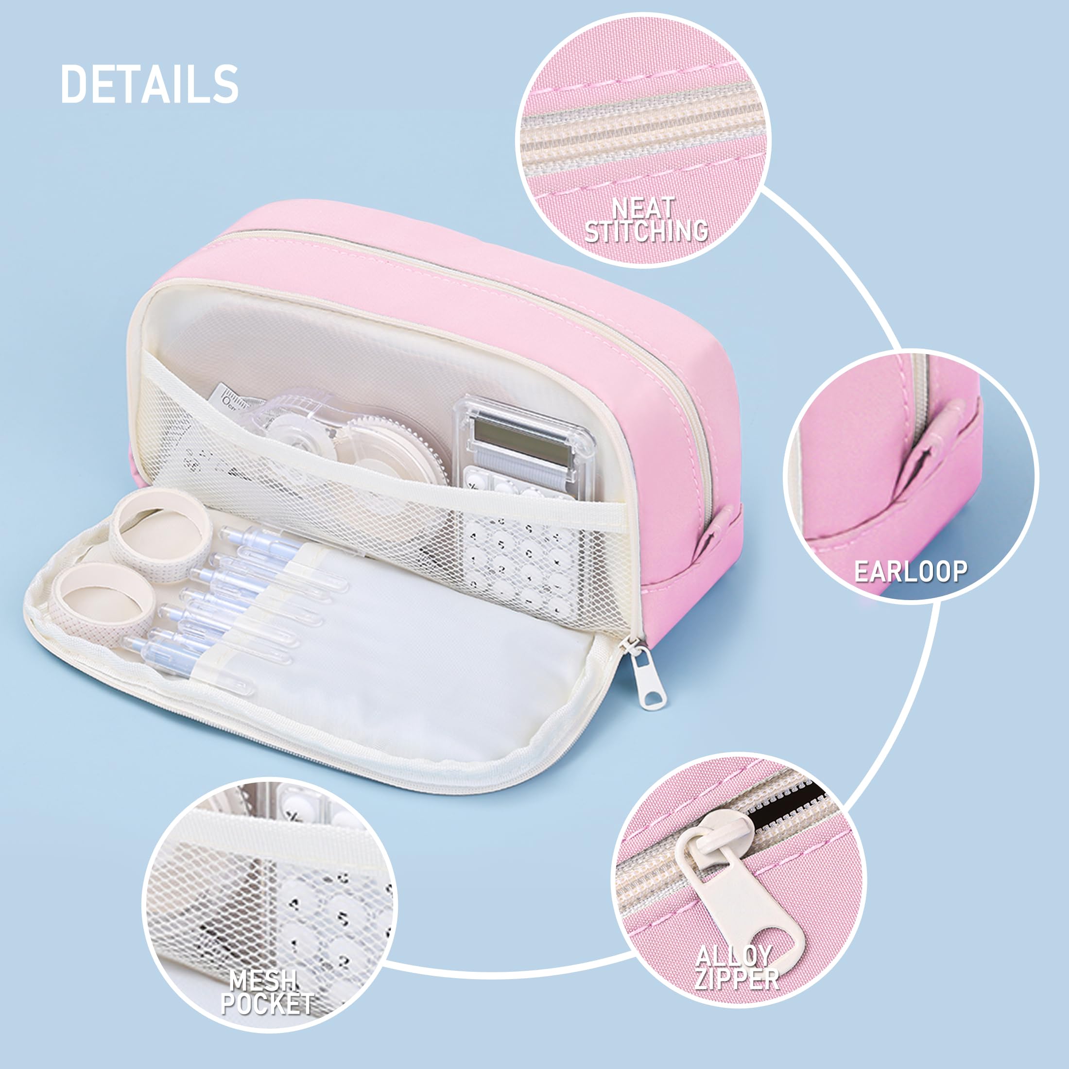 MOMOJULI Large Capacity Pencil Case Pen Bag Pouch with 2 Compartments Stationery Organizer for Teenage Boys Girls - Image 2