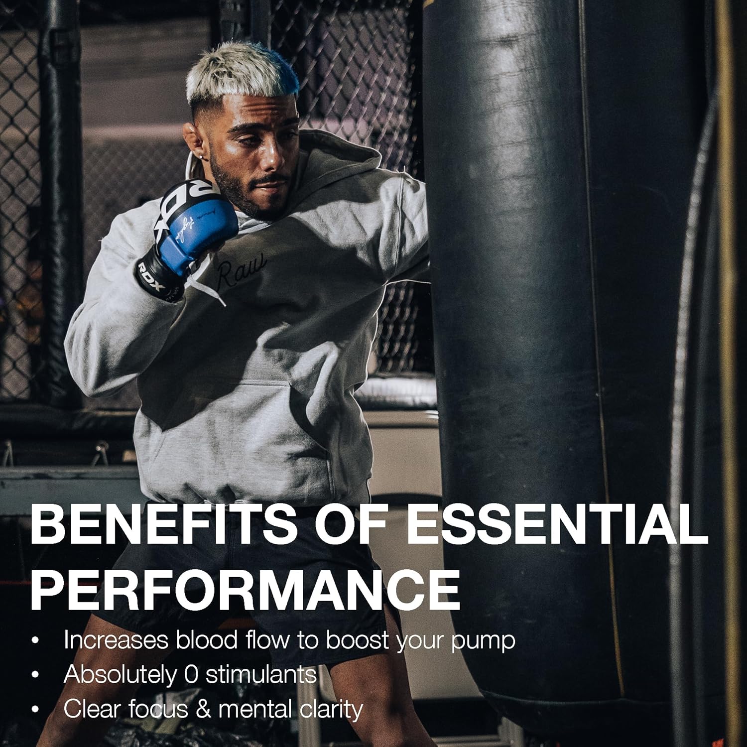 RAW Essential Performance Non-Stim Pre-Workout Powder - Preworkout for Endurance Strength & Focus without Caffeine or Stimulants - Creatine Monohydrate, L-Citrulline & Beta Alanine- Champion Mentality