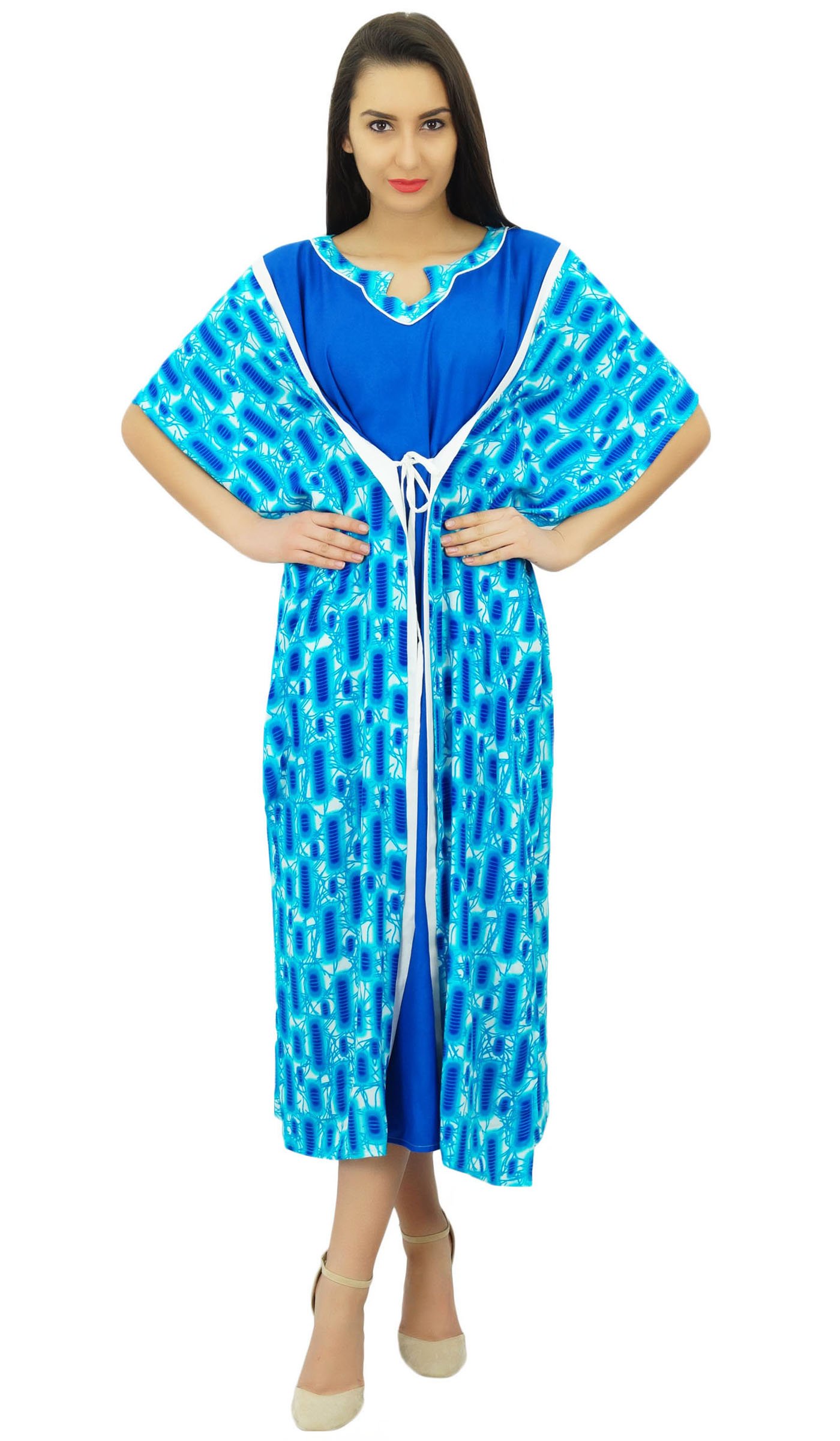 Bimba para Mujer Maxi Largo caftán Kimono rayón diseñador de Encubrimiento Noche Playa caftán
