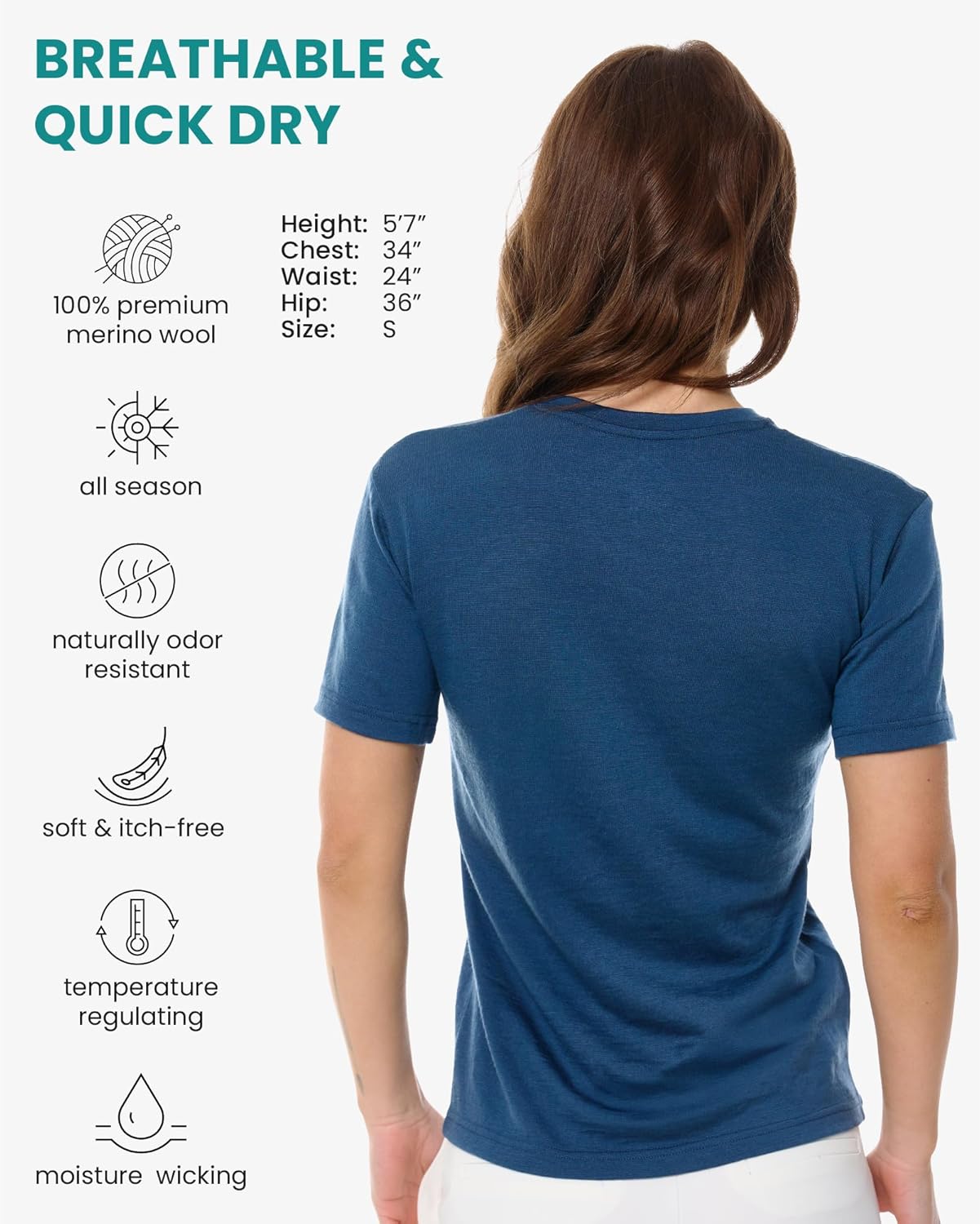 Merino.tech Merino Wool Shirt Women - 100% Merino Wool Base Layer Women Short Sleeve Tee - Image 2