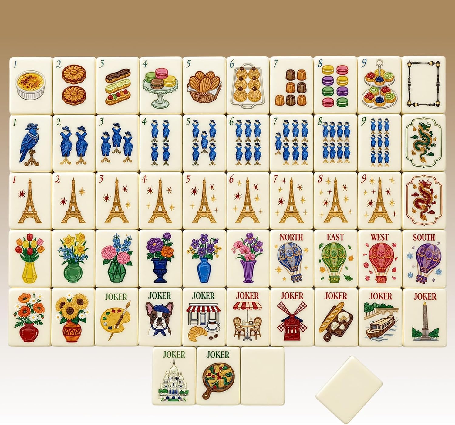 160 Pcs Paris American Mahjong Tile Set 1.2 Mini Mahjong Tiles