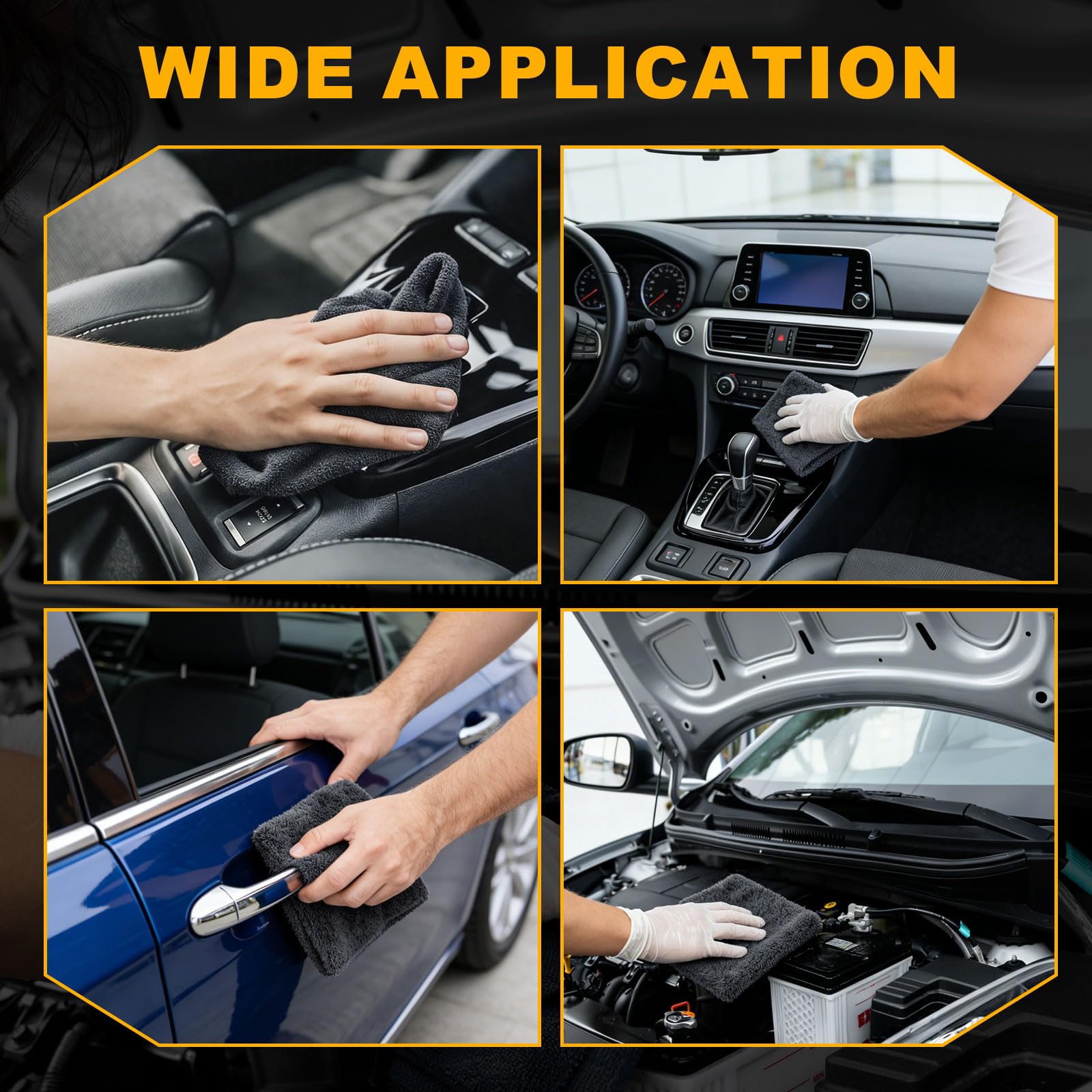 sourcing map 2 toallas de microfibra para coche, 24 x 35 pulgadas, ultra absorbentes, para el cuidado de los detalles de pulido, paños de cera de doble capa para ventana de coche, cocina, color gris