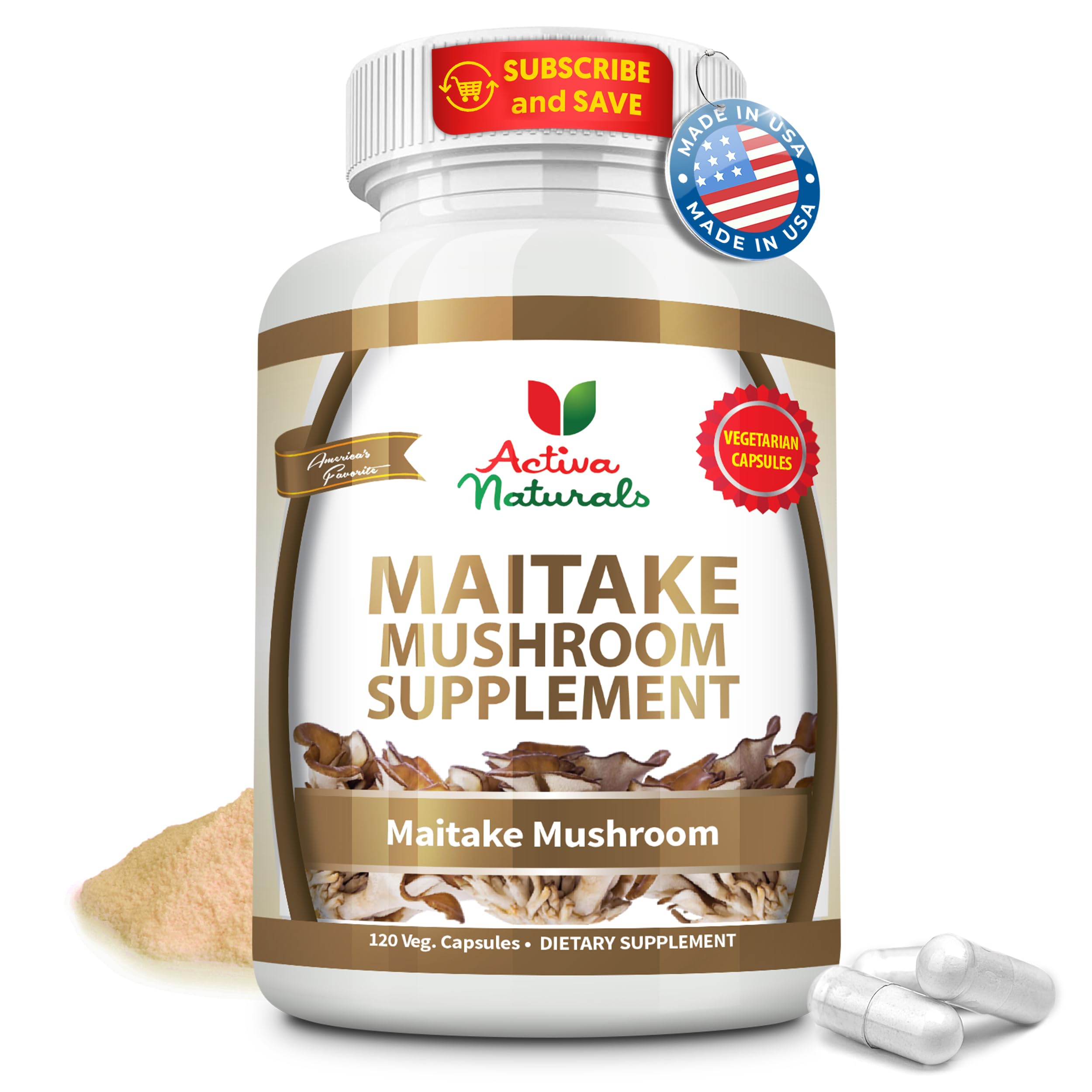 Maitake Mushroom Supplement - 1500mg, 120 Vegetarian Capsules with Grifola Frondosa Mushrooms, No Fillers, Chemicals, Additives, or Artificial Colors