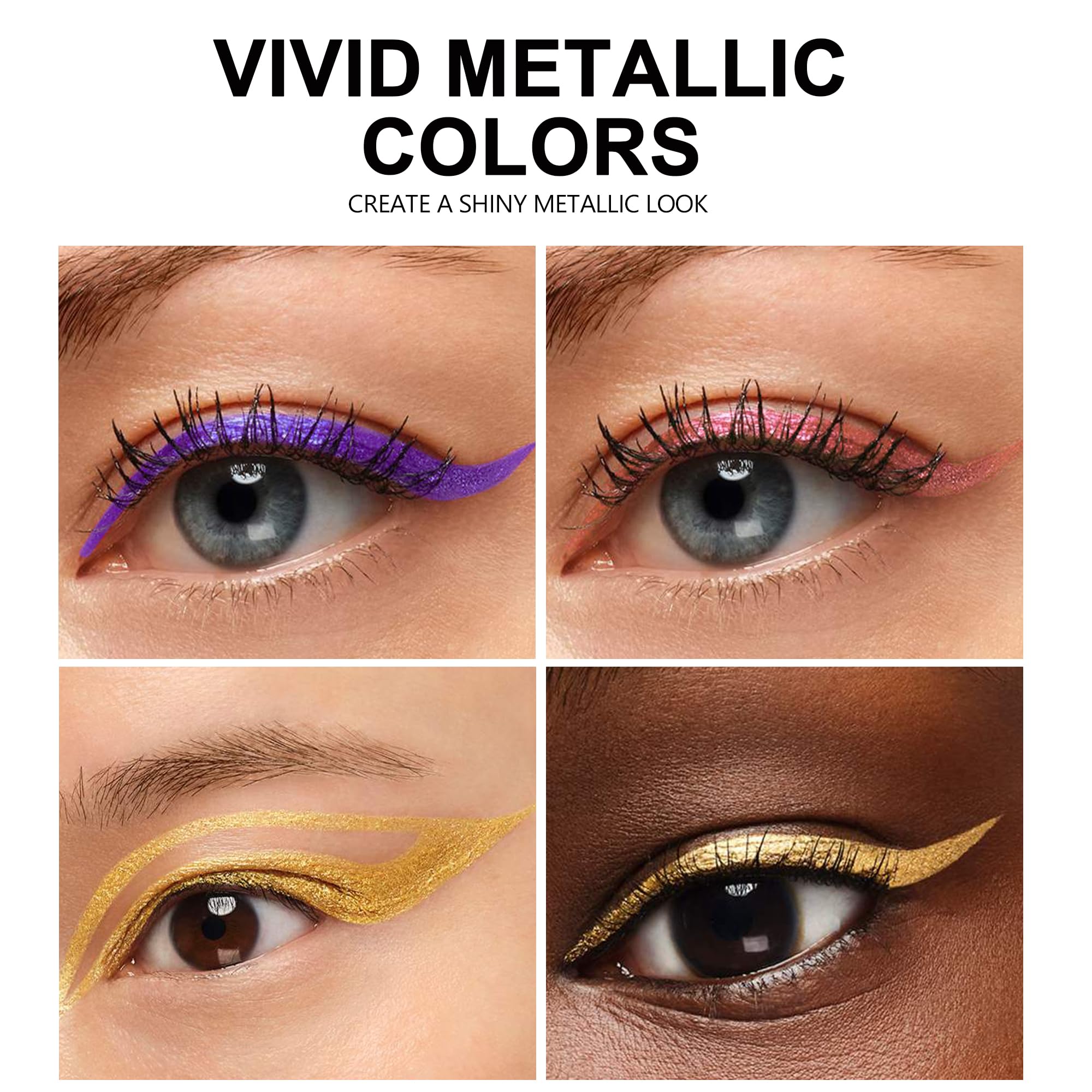 Vawolecy Long-Lasting Waterproof Glitter Eyeliner Pen | Vegan Shimmer Liquid Eyeliner with Metallic Satin Finish | Highly Pigmented, Smudge-Proof Eye Makeup for Day to Night - Image 3