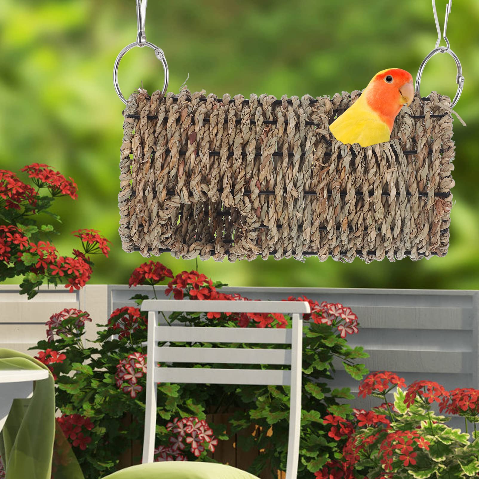 HEMOTON 1Set Suspending Parrot Swing Wear Resistant Straw Bird Accessory for Cage Chewing and Playing Fun for Parrots and Pets Creates Joyful Atmosphere