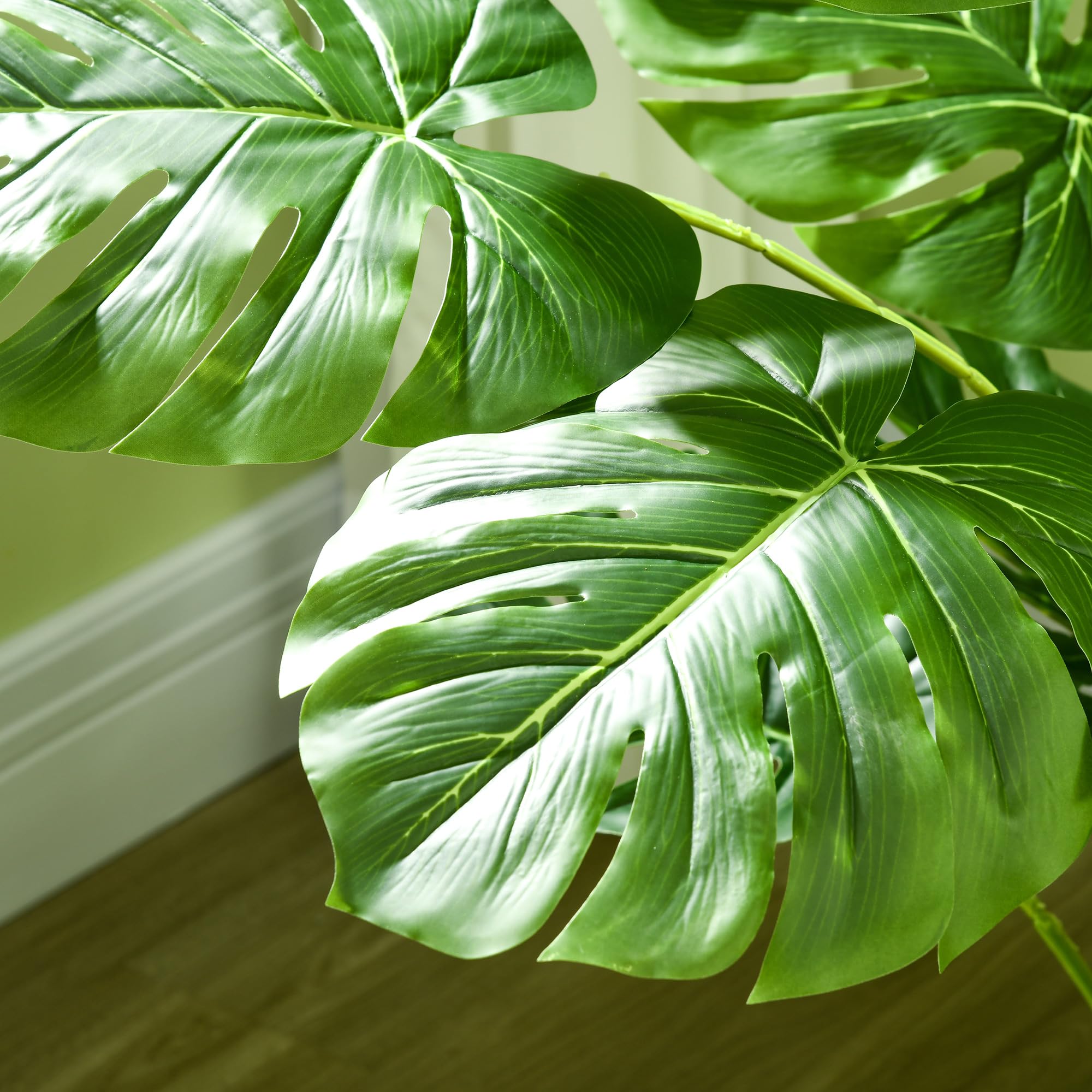 HOMCOM Arbre Artificiel Plante Artificielle Monstera Deliciosa 120 cm Vert