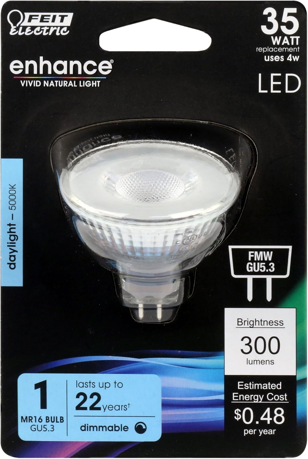 Feit Electric Enhance MR16 GU5.3 LED Bulb Daylight 35 Watt Equivalence 1 pk