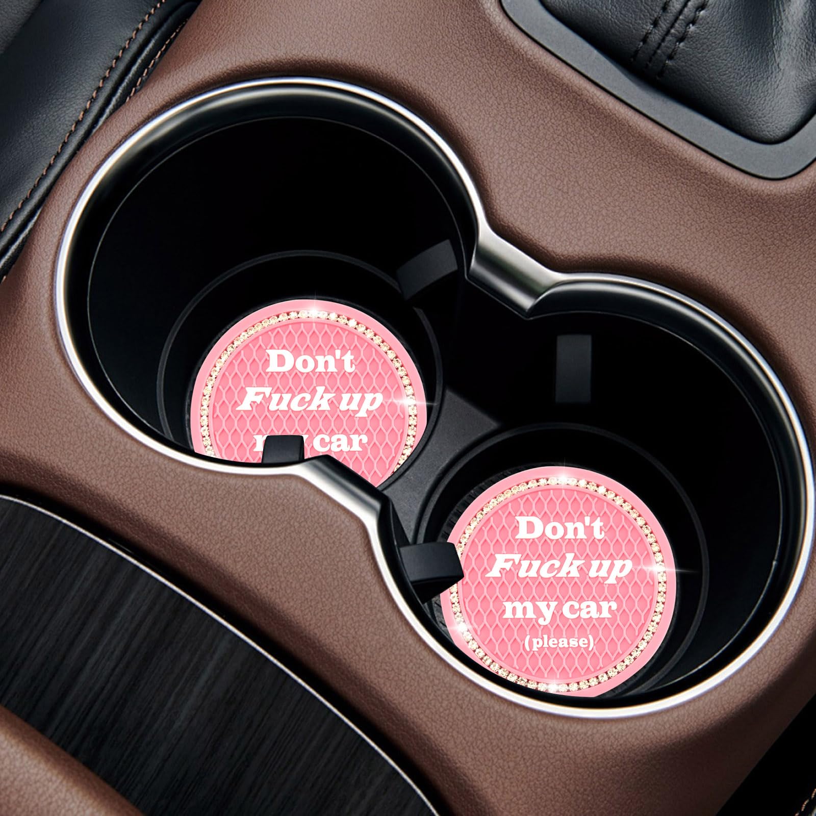 4 PCS Bling Car Cup Coaster 2 75 Inch Anti-Slip Cup Holder Insert Coasters Universal Crystal Rhinestone Auto — view 4