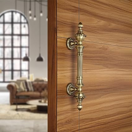 LAPO 14 inch Lotus Door Handles for Main Door | Main Door Handle | Door Handle | Zinc Alloy (Pack of 1) Antique Finish | 3 Years Warranty