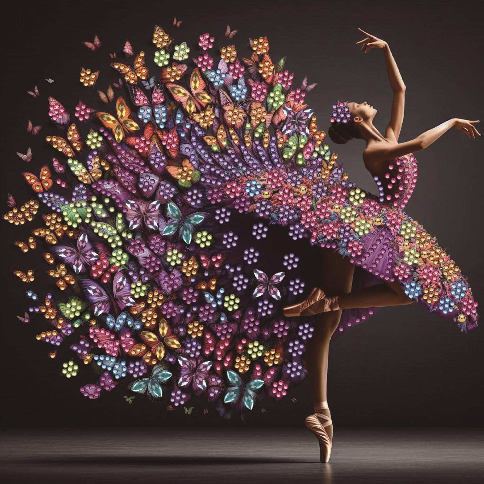POETRYDRAW Color Butterfly Ballerina Special Shaped 5D DIY Partial Drill Diamond Art Painting Kits 30x30cm Diamond Art Kit for Adults Home Decor (Color Butterfly Ballerina)