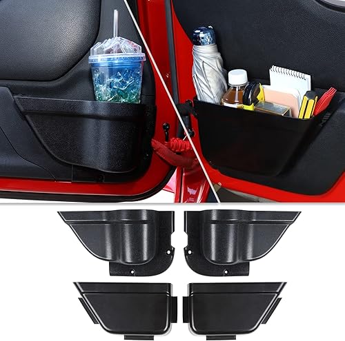 Caja de almacenamiento de inserción lateral de puerta delantera y trasera, bolsillos organizadores de puerta para Jeep Wrangler JK JKU 2011-2018 de