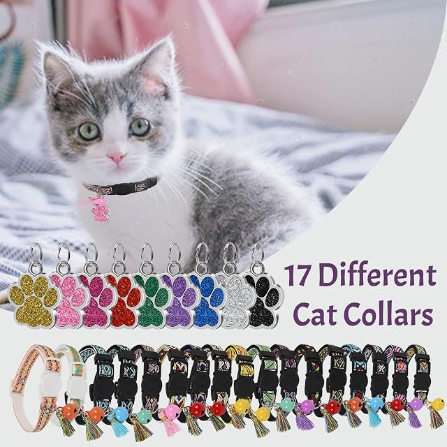 Foto 5 de 7 de Uiopa Collar Gato con Chapas Personalizadas, Collar Gato Personalizado Antiahogo con Campana y Borla