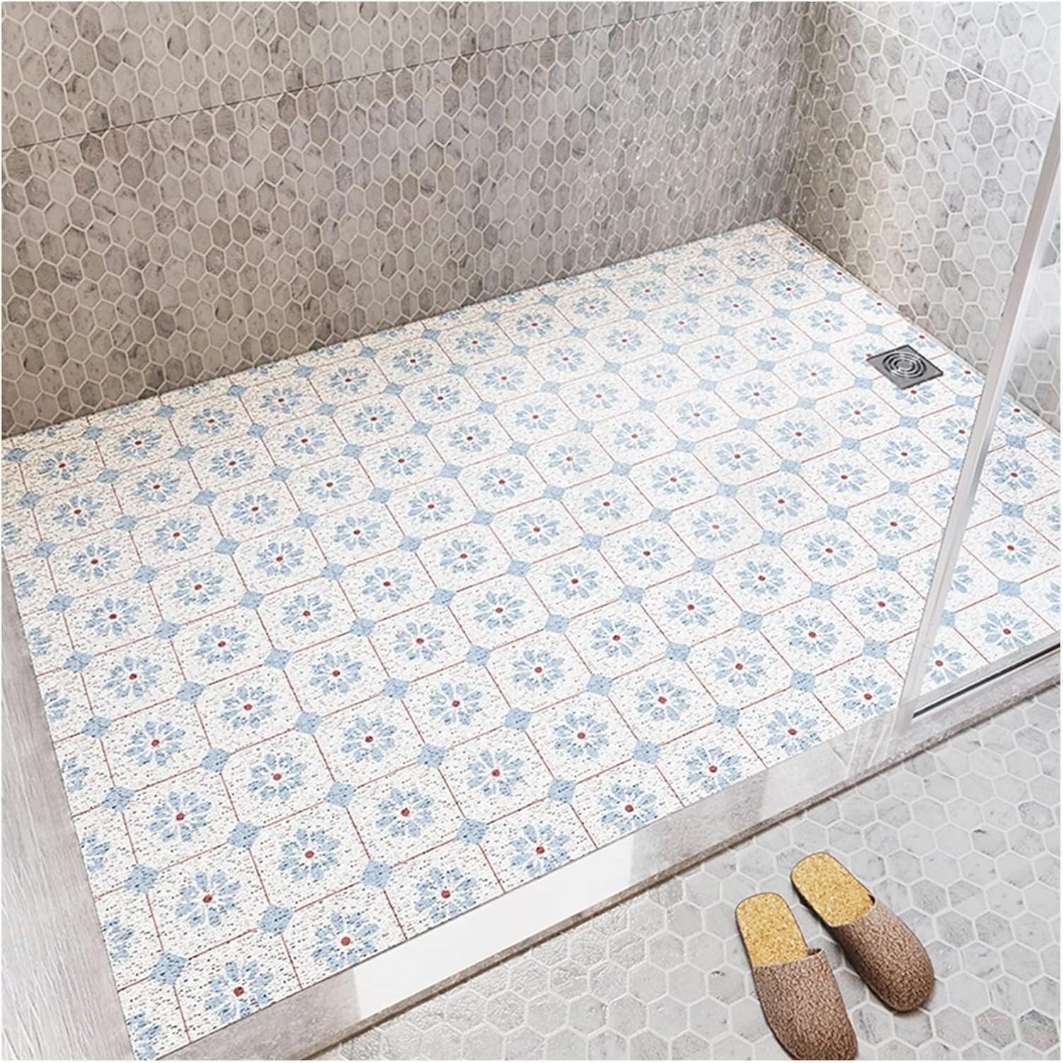 Alfombrilla de Ducha, Alfombrilla de baño Antideslizante, Alfombrilla de baño de Madera Antideslizante, Alfombrilla de baño de PVC Recortable, 0,8 cm de Grosor.(40x70cm)