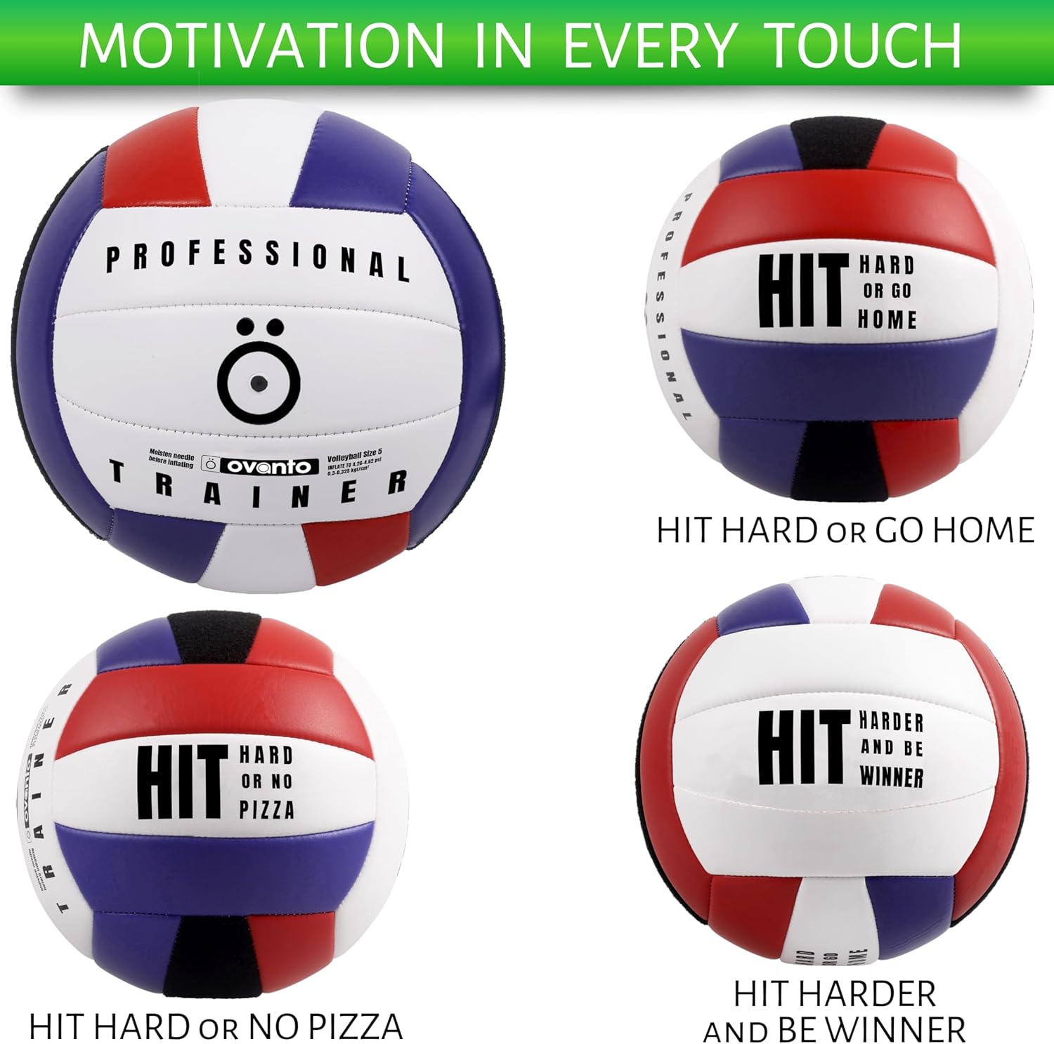 OVANTO Volleyball Training Equipment Aid – Solo Volleyball Equipment in 4 Styles to Serve, Spike, Set and Pass Like a Pro - Adjustable Volleyball Practice Equipment Gift for Beginners & Experts