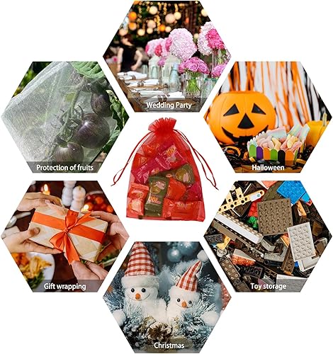 Miniatura 42 de Wudygirl 100 bolsas de organza gris transparente de 5 x 7 pulgadas con cordón transparente, bolsas de joyería para fiestas, bodas, vacaciones