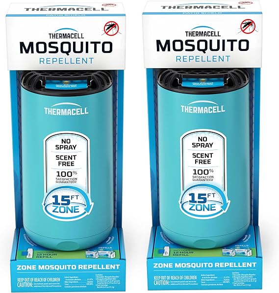 Thermacell Patio Shield Mosquito Repeller (2-Pack Bundle); Includes 24-Hour Refill & 6 Repellent Mats; Highly Effective Mosquito Repellent For Patio; Bug Spray Alternative